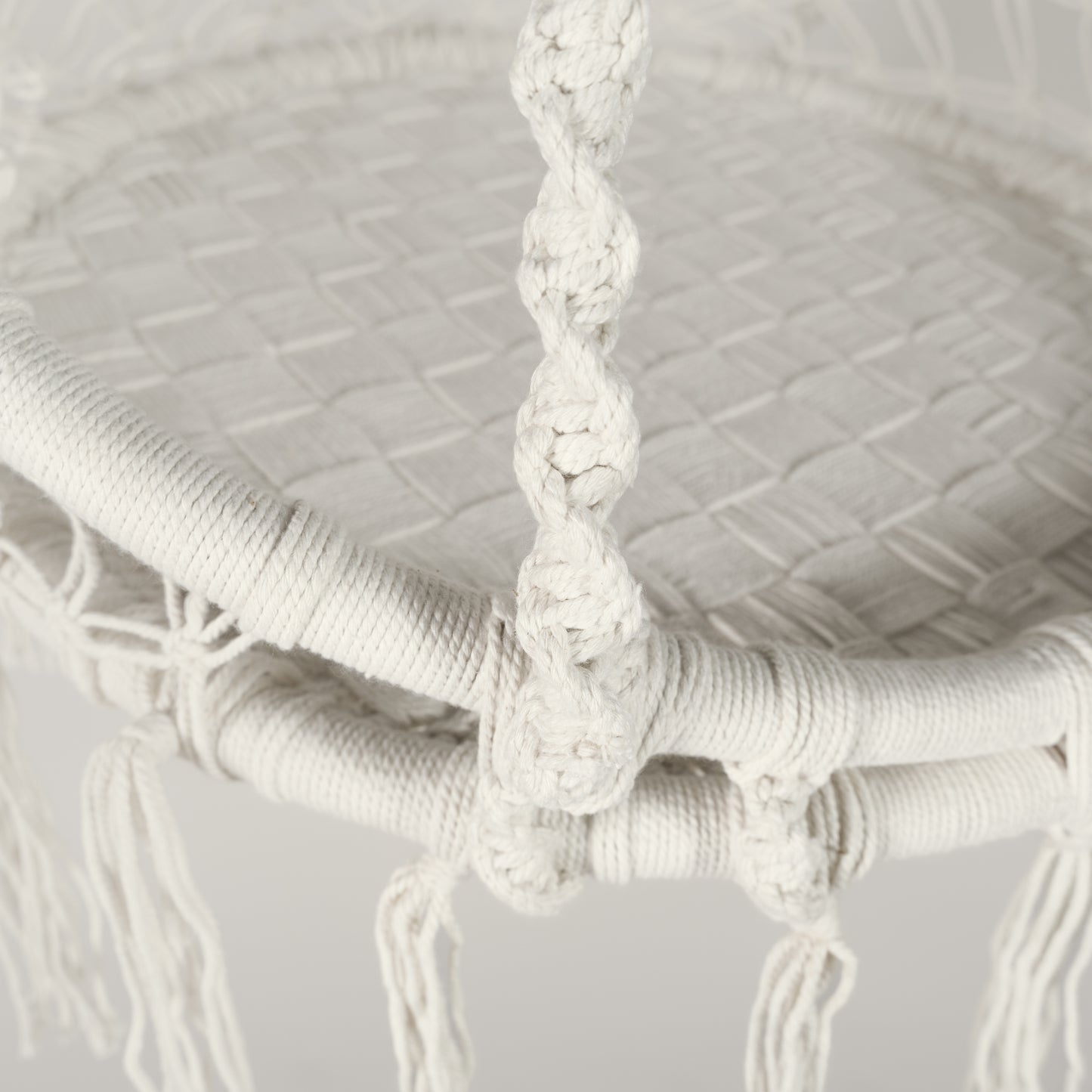 Handmade cotton swing with braided seat