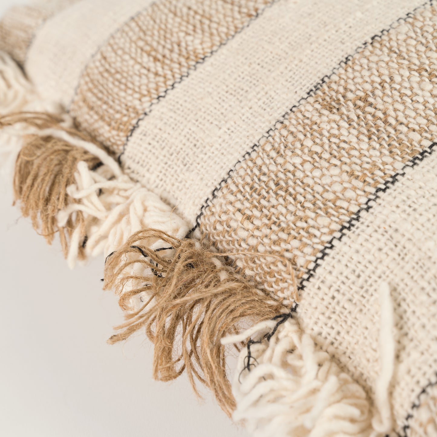 Handmade knitted pillowcase with tassels