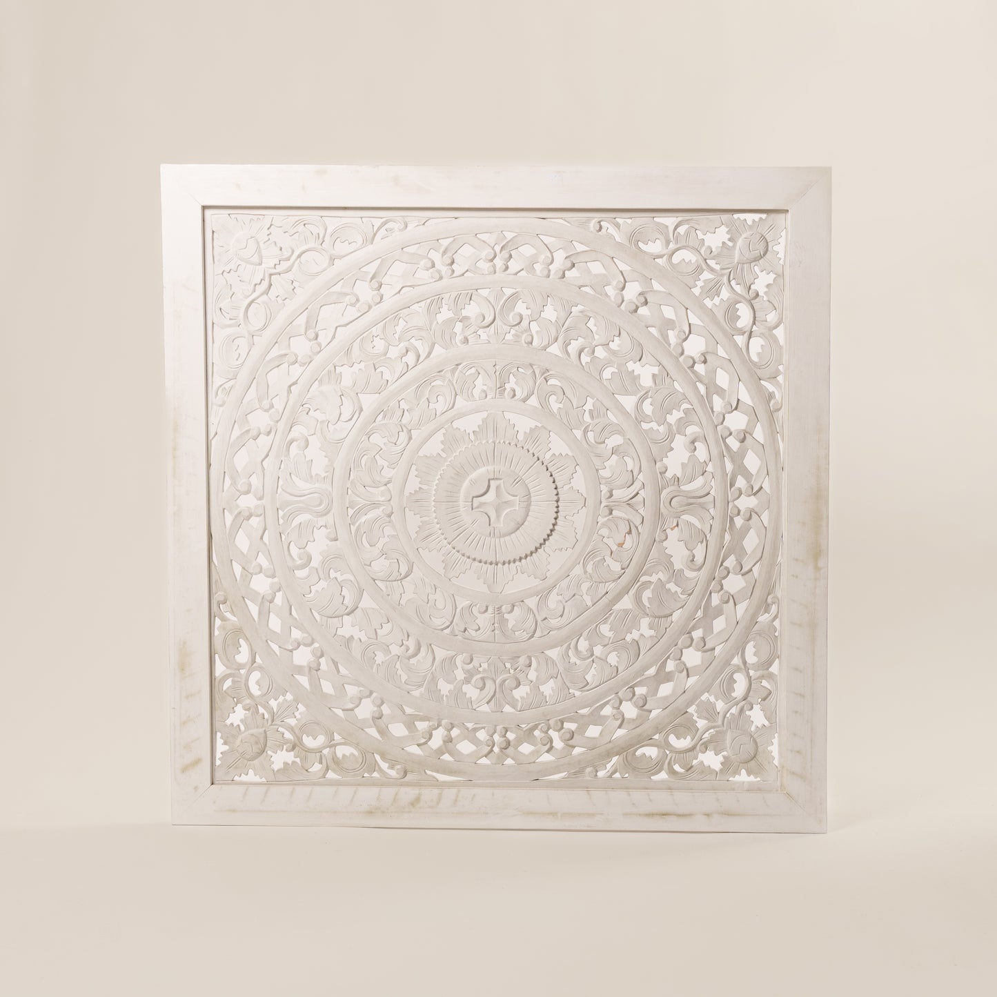 Medinė mandala 120x120 white