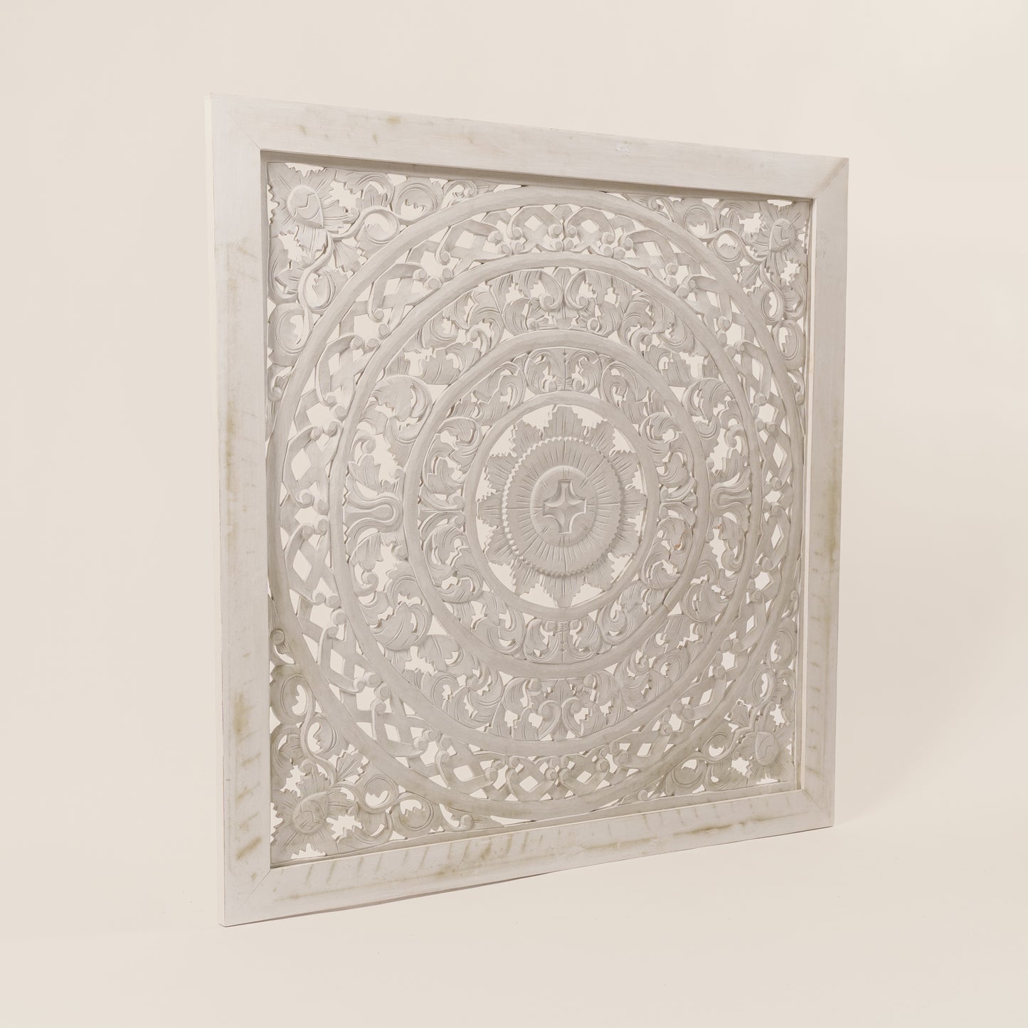 Medinė mandala 120x120 white