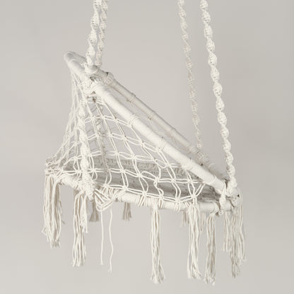 Handmade cotton swing with braided seat