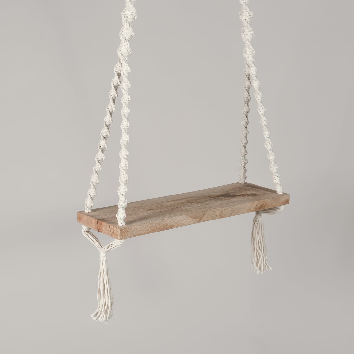 Handmade cotton swing with wooden seat