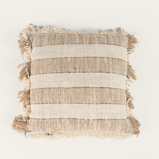 Handmade knitted pillowcase with fringes