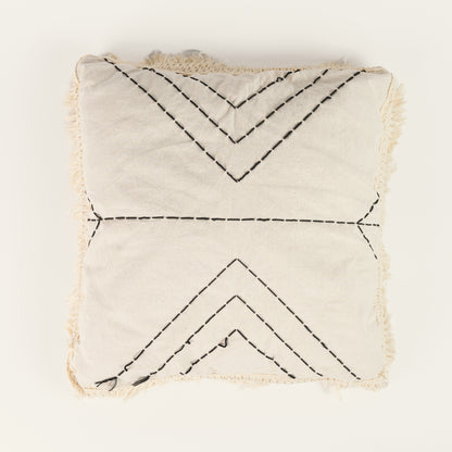 Handmade embroidered pillowcase with fringes