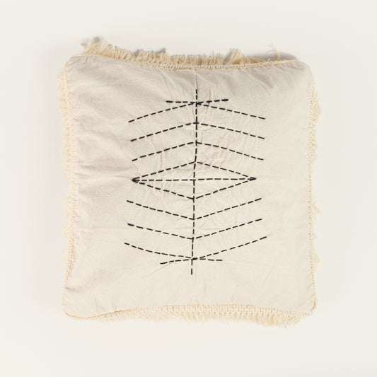 Handmade embroidered pillowcase with fringes