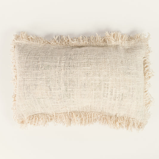 Handmade knitted pillowcase with fringes